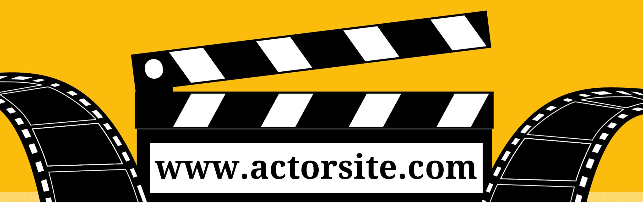 Actorsite logo with film clapper and website address www.actorsite.com